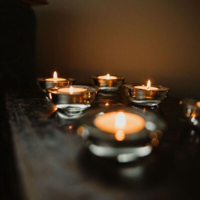Candlelit atmosphere at Belong to Yourself meditation and healing retreat UK